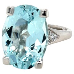 Ovaler Ring mit Cerrone Aquamarin und Diamant 11,12 Karat