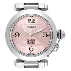 Cartier Pasha Big Date Pink Dial Steel Ladies Watch W31058M7