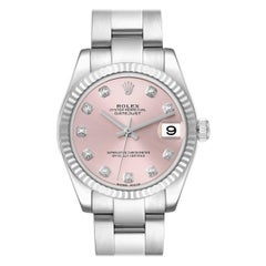 Rolex Datejust Midsize Steel White Gold Pink Diamond Dial Ladies Watch 178274