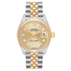 Rolex Datejust 28 Steel Yellow Gold Diamond Dial Ladies Watch 279173