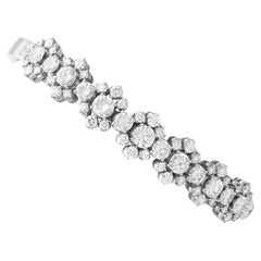 Bracciale vintage con diamanti e oro bianco 18 carati da 7,15 carati Circa 1970