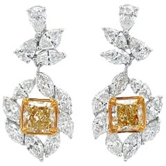 Alexander Beverly Hills 7.67ctt Yellow Diamond Drop Earrings 18k Gold