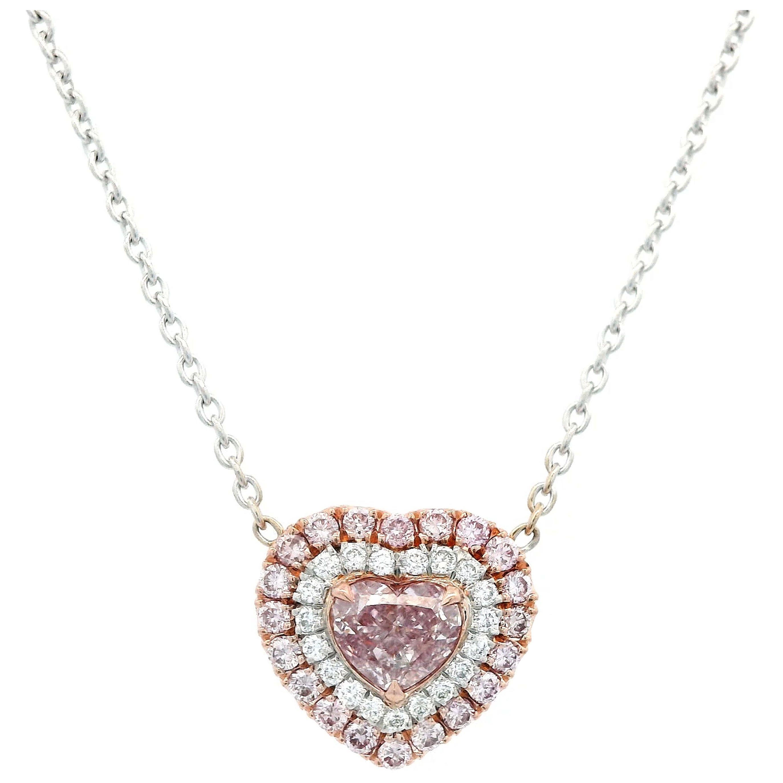 Alexander Beverly Hills GIA Heart Pink Diamond 18k Pendant Necklace For Sale