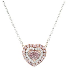 Alexander Beverly Hills Collier pendentif GIA avec cœur en diamant rose 18k
