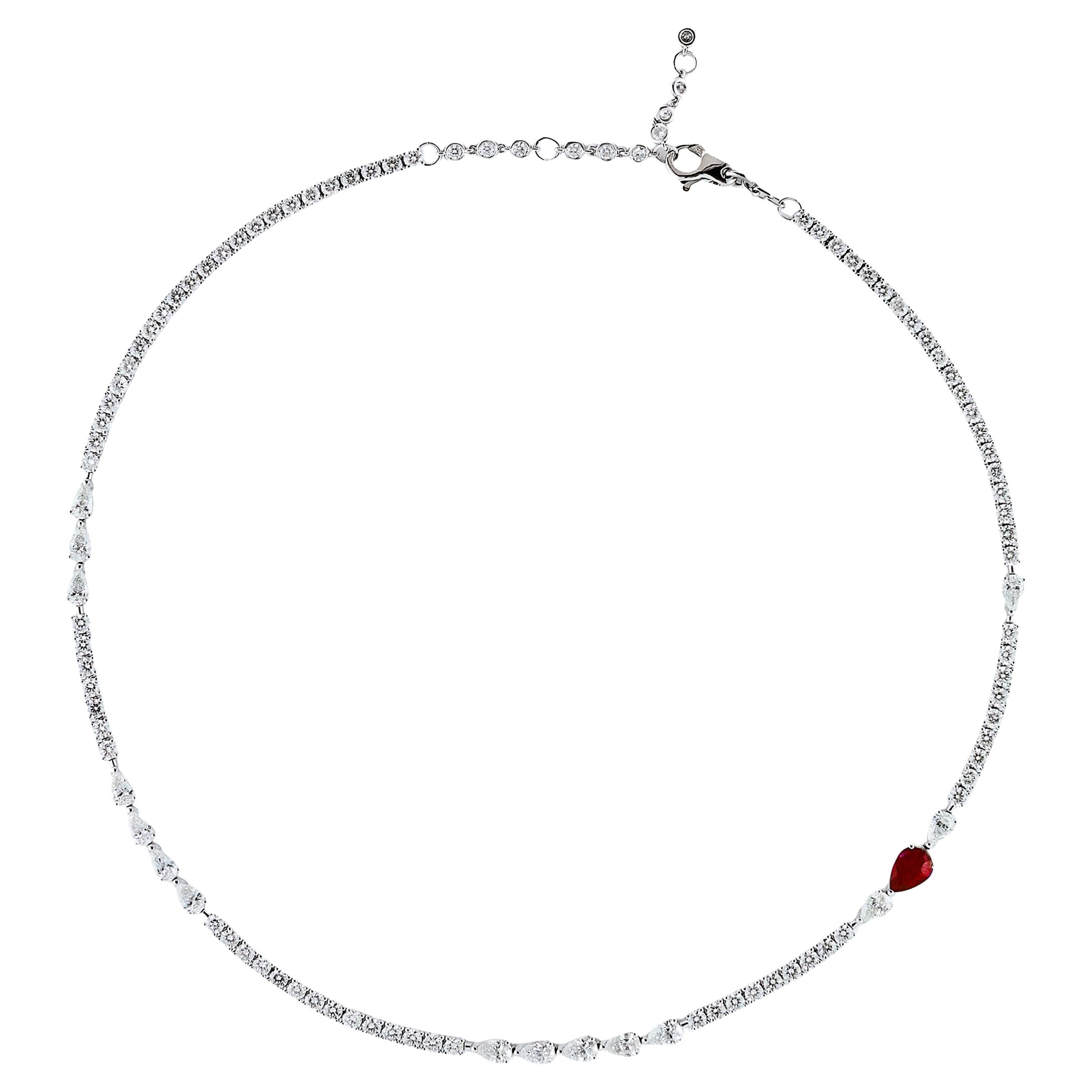 Collana Tennis con diamanti e accenti di rubino