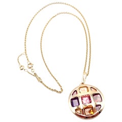 Cartier Pasha Amethyst Citrine Garnet Tourmaline Yellow Gold Pendant Necklace