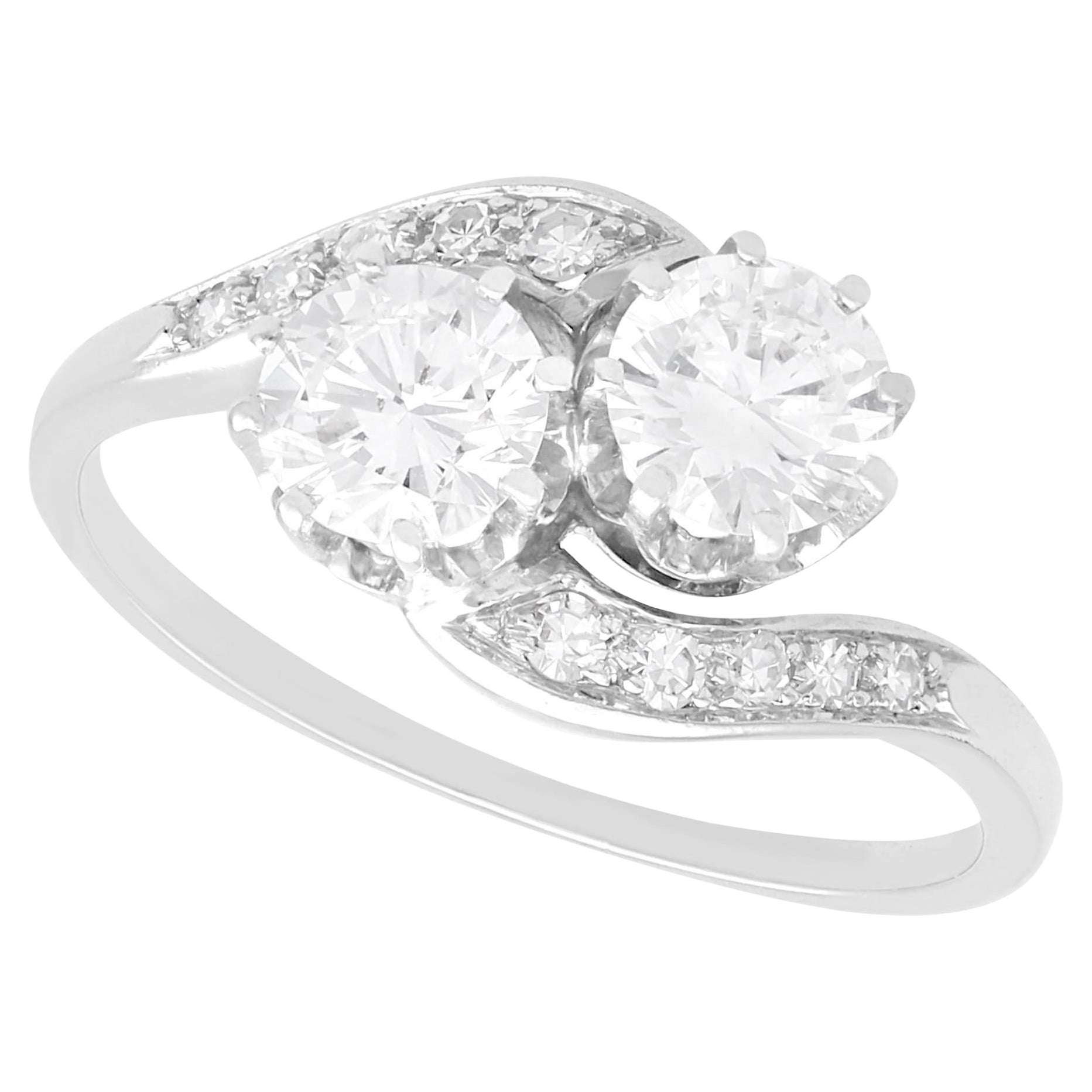 Vintage 1.50ct Diamond and 18k White Gold Twist Ring Circa 1960 For Sale