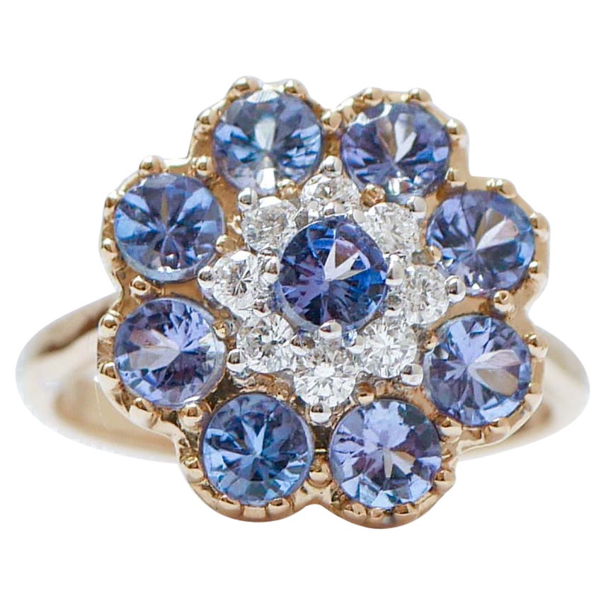 Tanzanite, Diamonds, 18 Karat Rose Gold Ring.