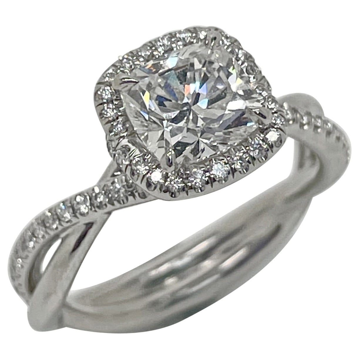 David Yurman, 1.22 Carat Diamond Infinity Half Pave Halo Engagement Ring For Sale