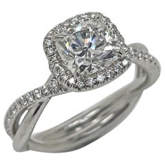 Used David Yurman, 1.22 Carat Diamond Infinity Half Pave Halo Engagement Ring