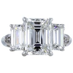 3.15 Carat F/SI1 GIA Certified Emerald Cut Diamond Platinum Engagement Ring 11