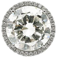 11.86 Carat GIA Round Diamond and Platinum Frame Halo Ring 10