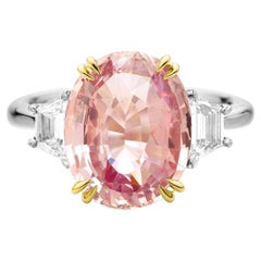GRS zertifiziert Padparadscha Orange Rosa 5.50 Karat Oval Solitär Ring