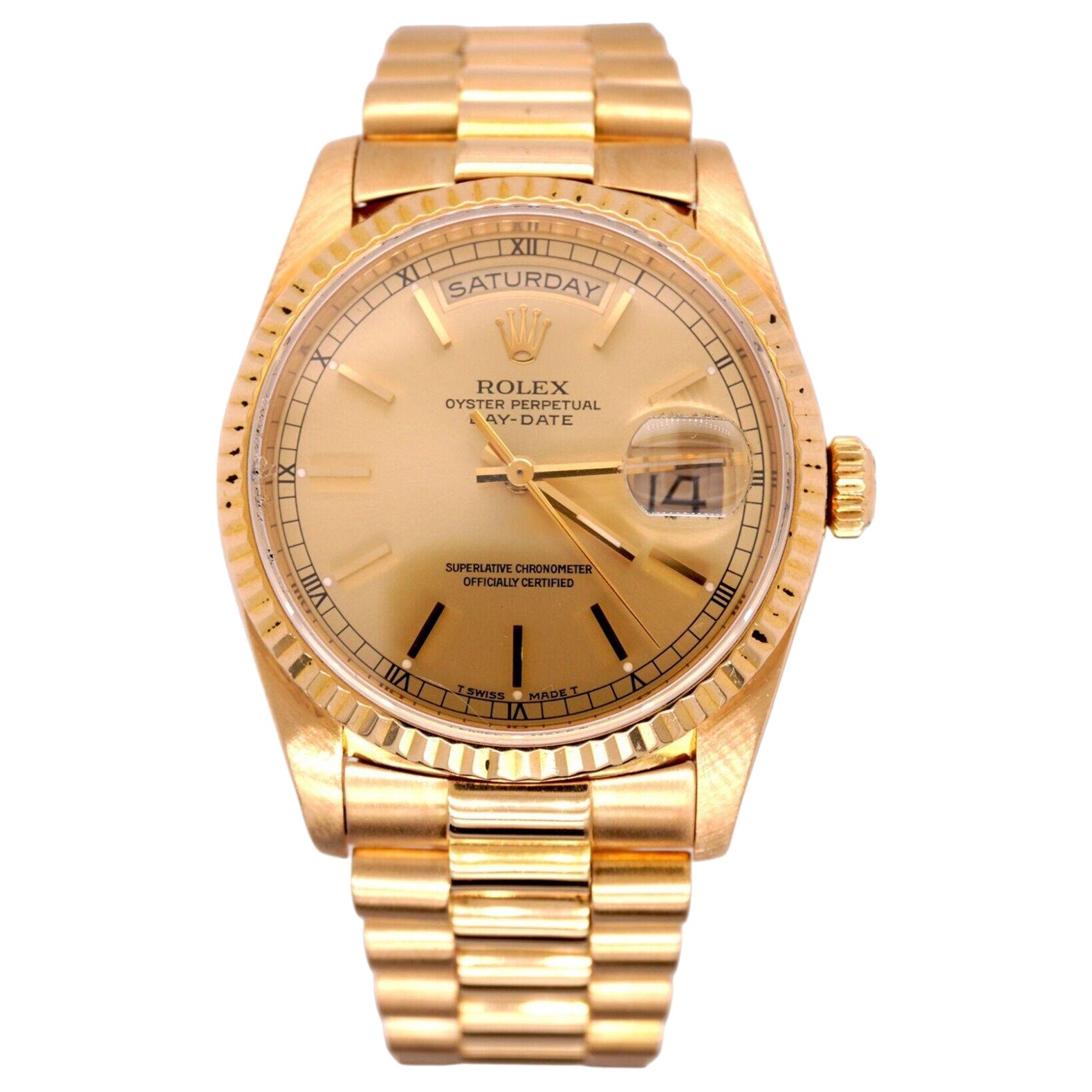 Rolex DAY-DATE 36mm 18K Yellow Gold President Men's Gold Dial Watch Ref: 18238 For Sale