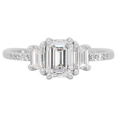 Elegant 1.11ct Diamond 3-Stone Ring in 18k White Gold - IGI Certified