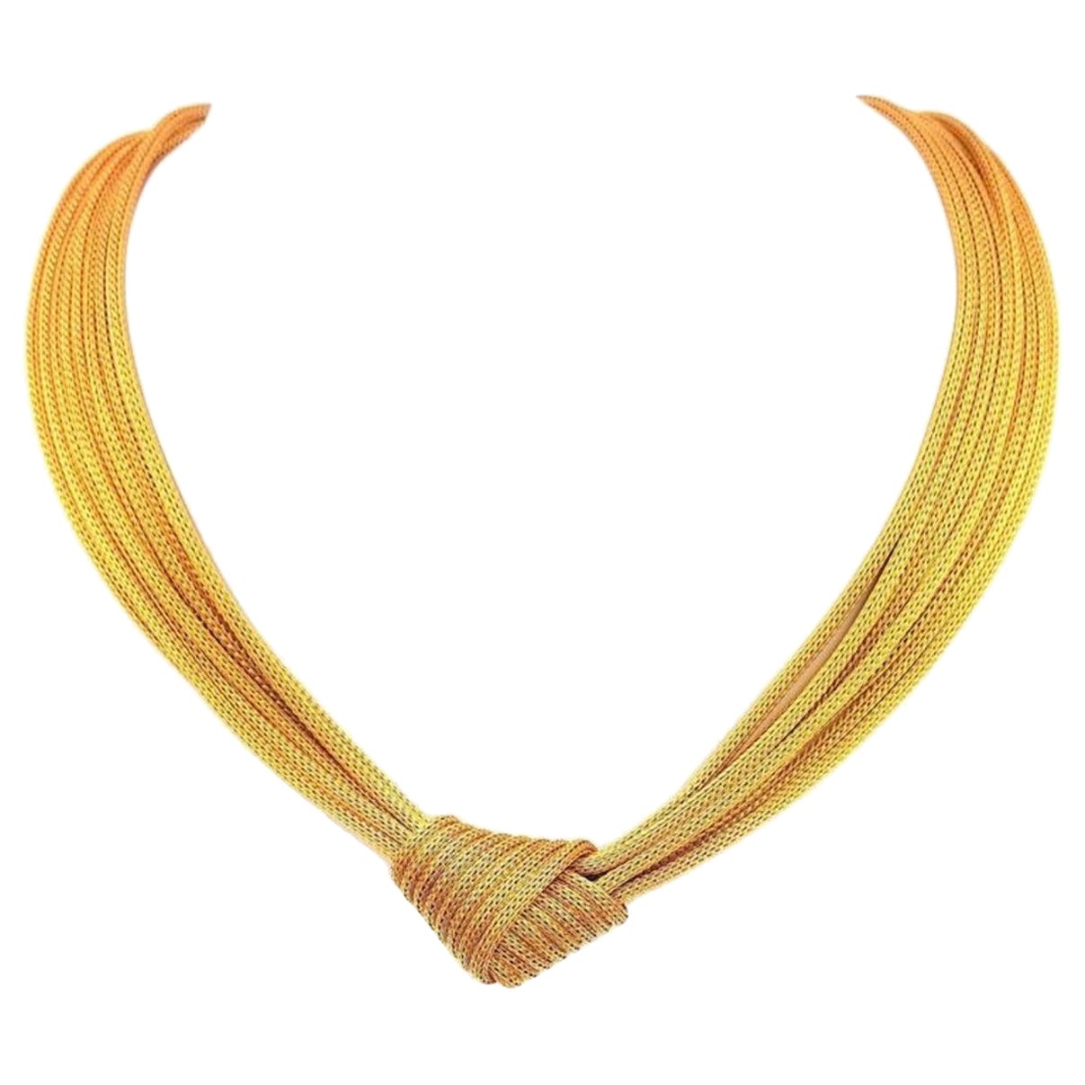  Michael Anthony Designer Love Knot Weaved Mesh Gold Eight Strand Choker Antique For Sale