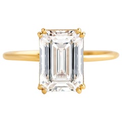 Used 1 ct  Emerald cut moissanite 14k gold ring