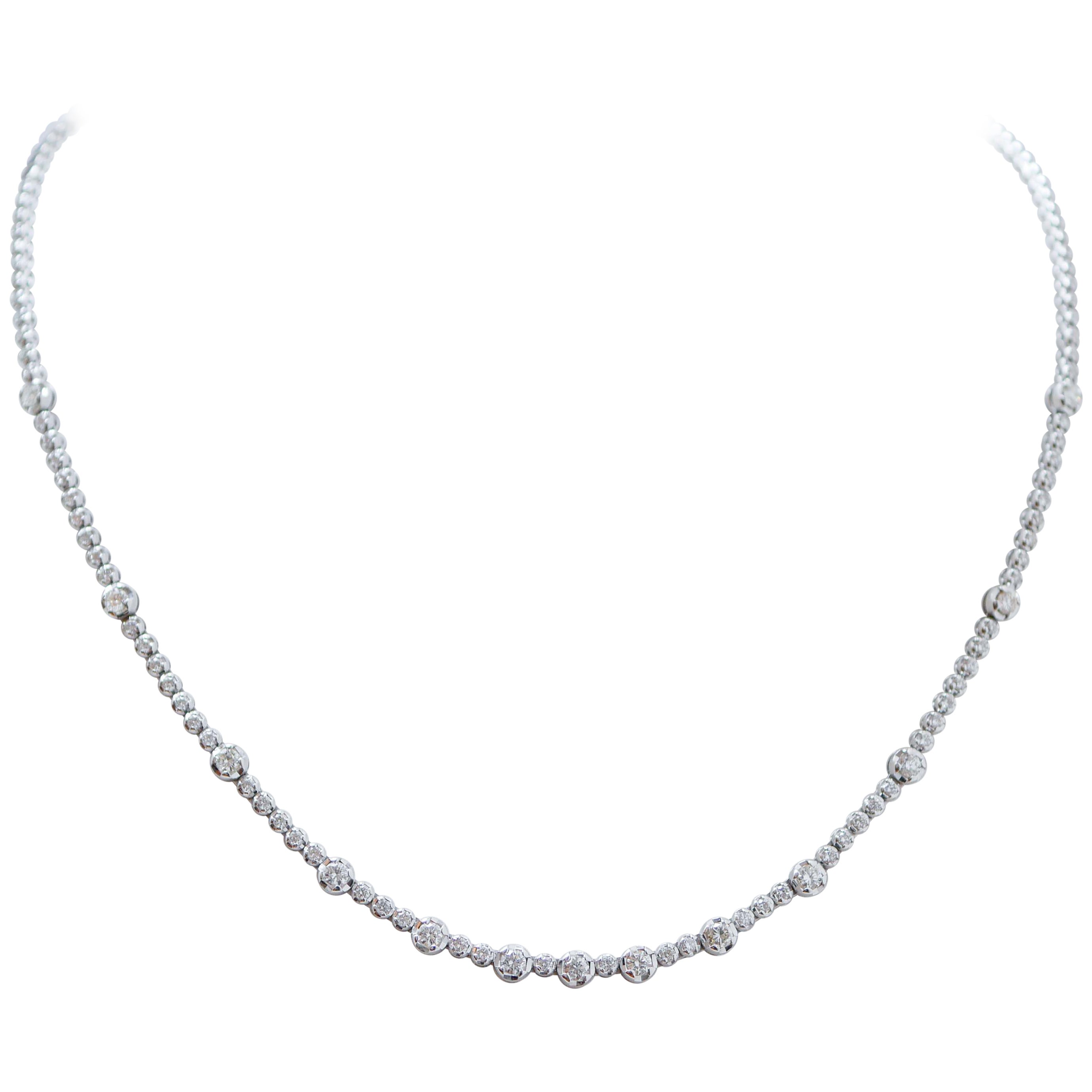 Diamonds, 18 Kara White Gold Tennis Necklace. For Sale