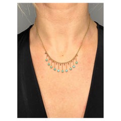 Used 9ct Rose Gold, Edwardian Turquoise Negligee Pendant Necklace