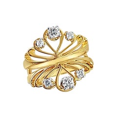 Bague de style vintage en or jaune 14k avec protection et renforcement du diamant .36cttw