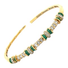 18K Yellow Gold Emerald Bracelets with Diamonds