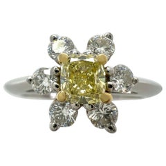 Vintage Fine Tiffany & Co. Fancy Yellow Diamond 18k Gold Platinum Buttercup Cluster Ring