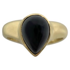 Rare Vintage Van Cleef & Arpels Black Onyx Pear Cabochon 18k Yellow Gold Ring