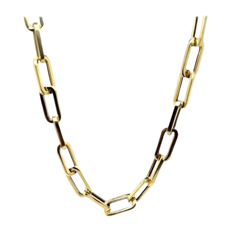 Paper Link Chain Necklace in 18ct Yellow Gold For Sale