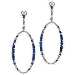 Blue Sapphire Diamond Gold Earrings 3