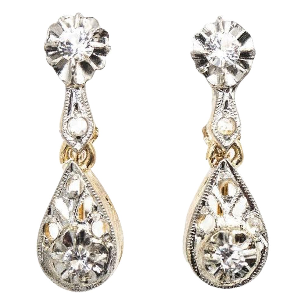 Vintage Earrings in Platinum and Diamonds For Sale