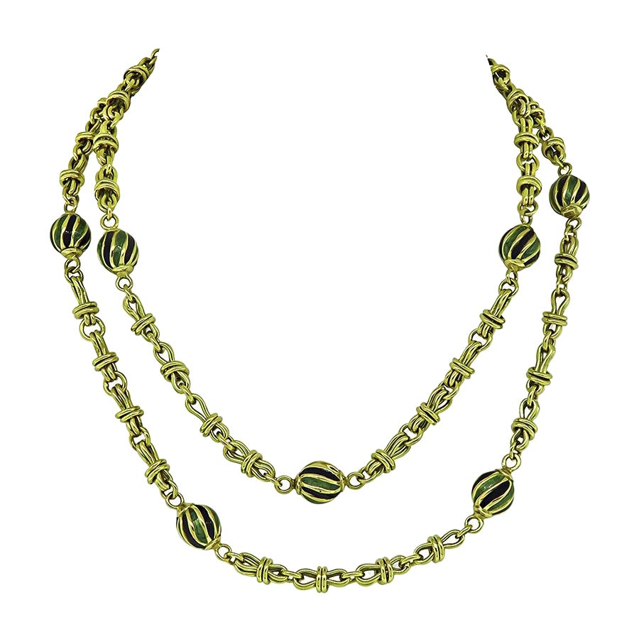 Roberto Coin Enamel Gold Necklace For Sale