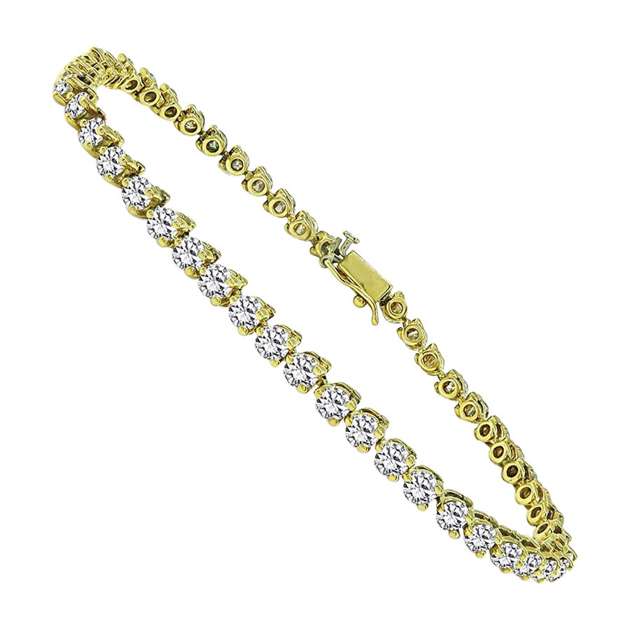 Bracelet tennis en or avec diamants de 5.00 carats en vente