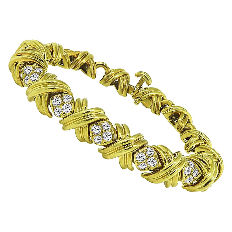 Tiffany & Co 1.50ct Diamond Gold Bracelet For Sale
