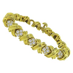 Vintage Tiffany & Co 1.50ct Diamond Gold Bracelet