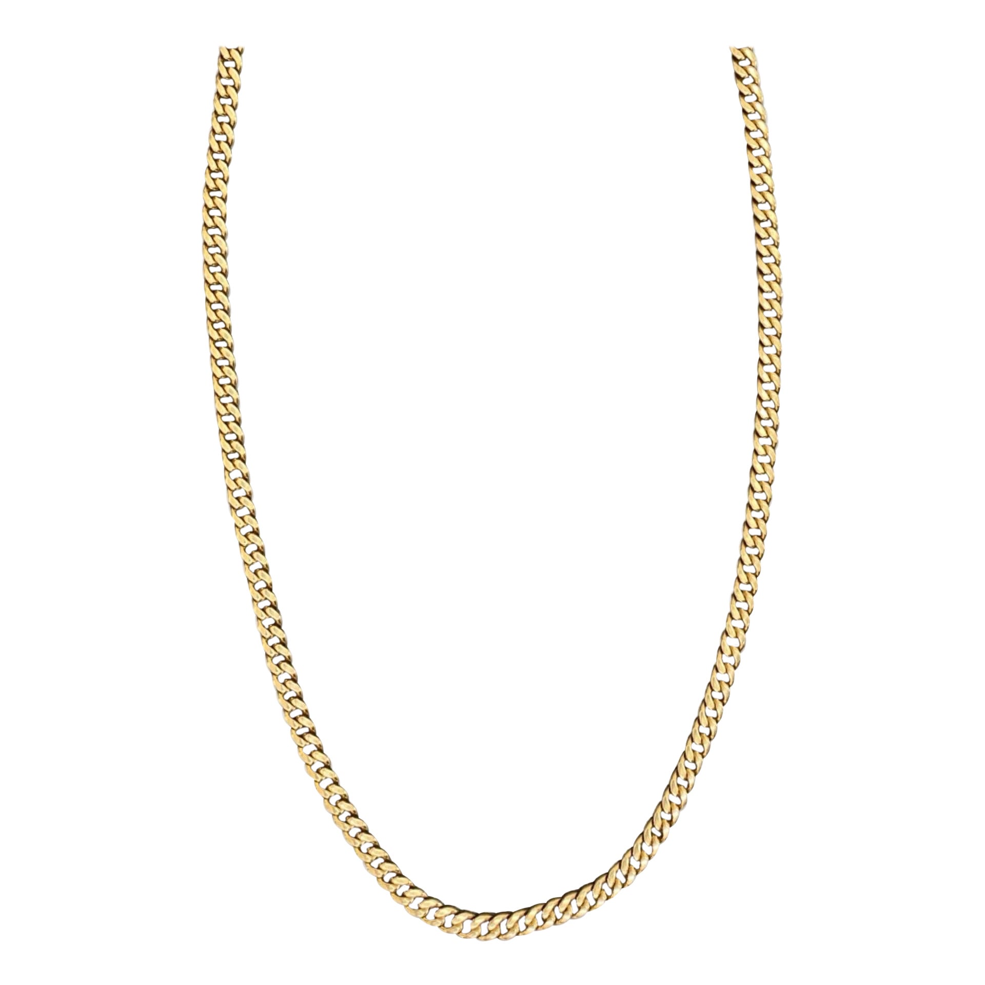 Vintage 5.25mm Cuban Link Chain Solid Gold 14k Italy For Sale