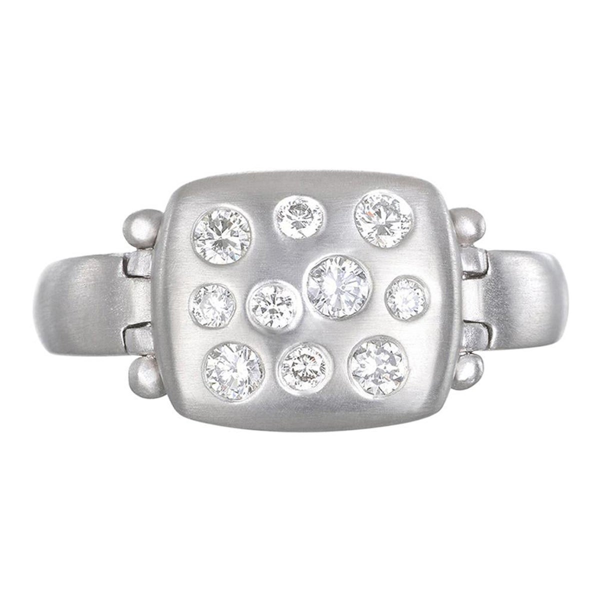 Faye Kim Platinum Diamond Hinged Chiclet Ring For Sale