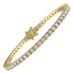 10.00Ct Round Cut GH-I1 Natural Diamond Classic Tennis Bracelet 4 Prong 14K Gold