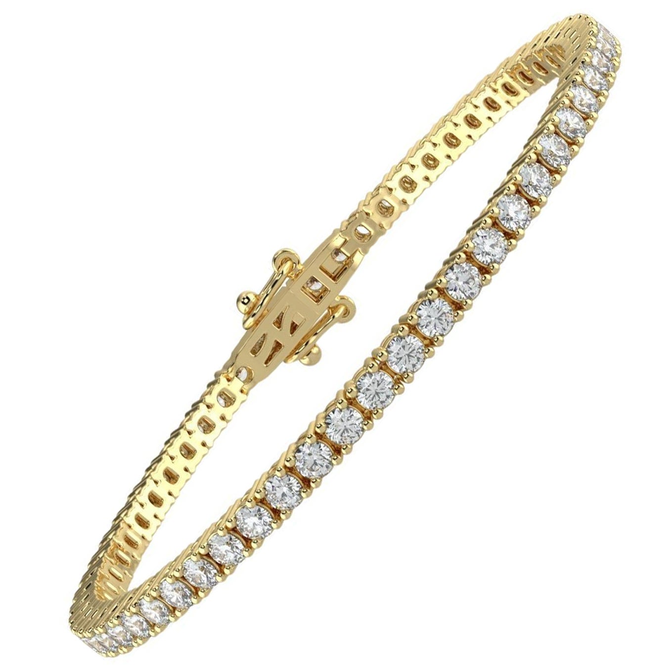 2.00 Ct Taglio Rotondo GH-I1 Diamante Naturale Bracciale Classico Tennis 4 Punte Oro 14K