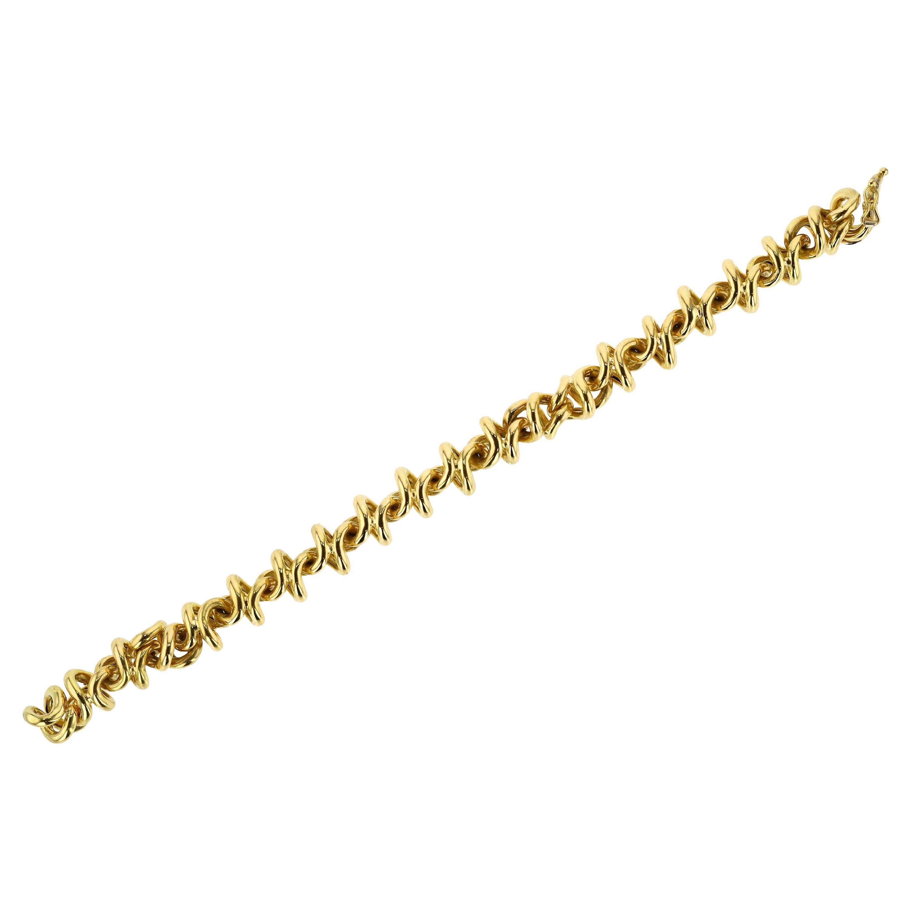 Vintage Tiffany & Co 18K Yellow Gold Woven Link Bracelet For Sale