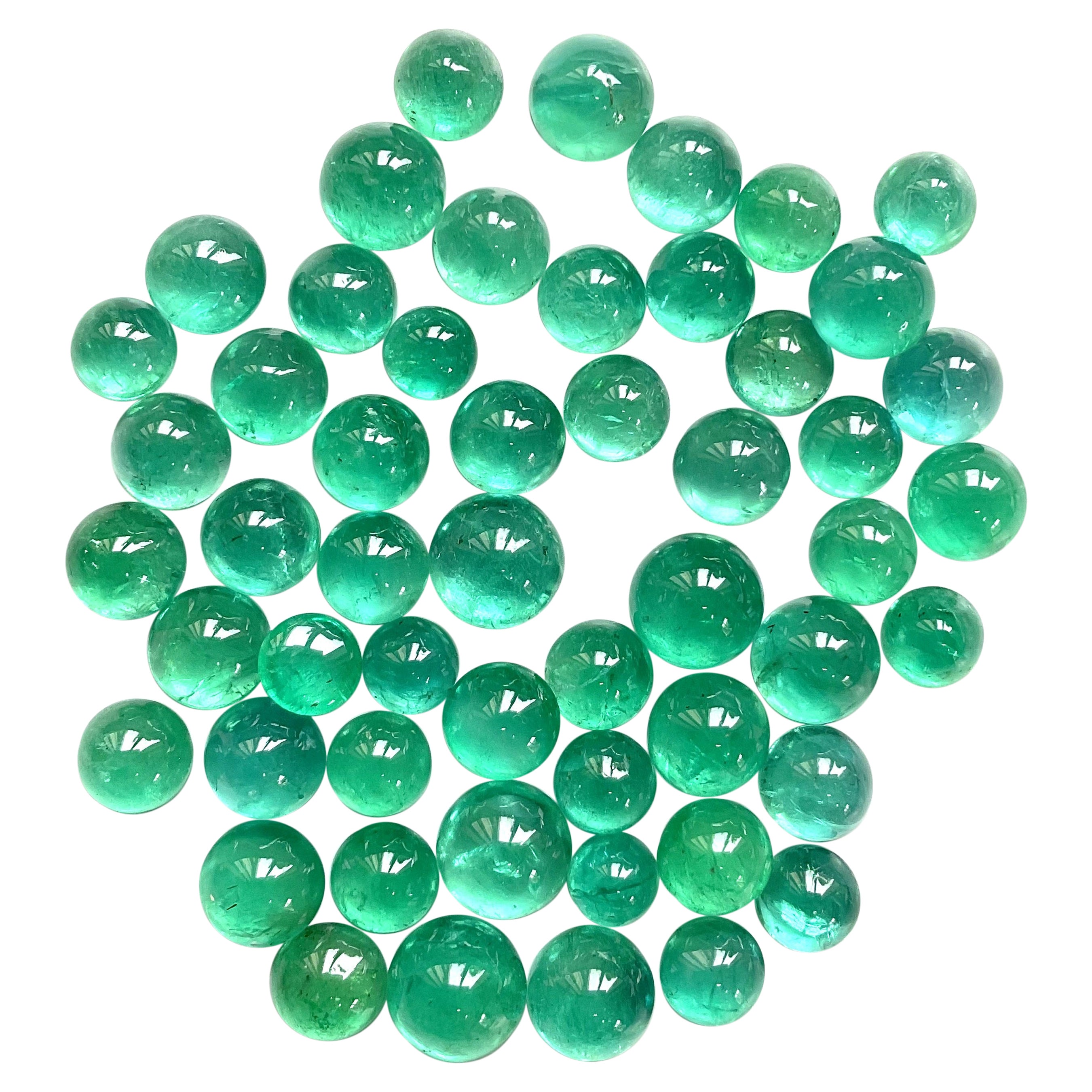 111.00 carats Zambian Emerald Round Plain Cabs Top Quality For Jewelry Gemstone  For Sale