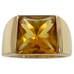 Cartier, rare bague débardeur vintage en or jaune 18 carats avec citrine orange, 50