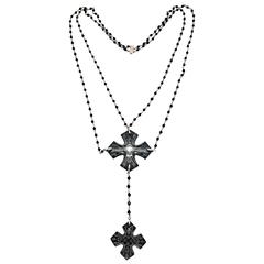 Baccarat Sterling & Full Lead Crystal Maltese Cross Necklace