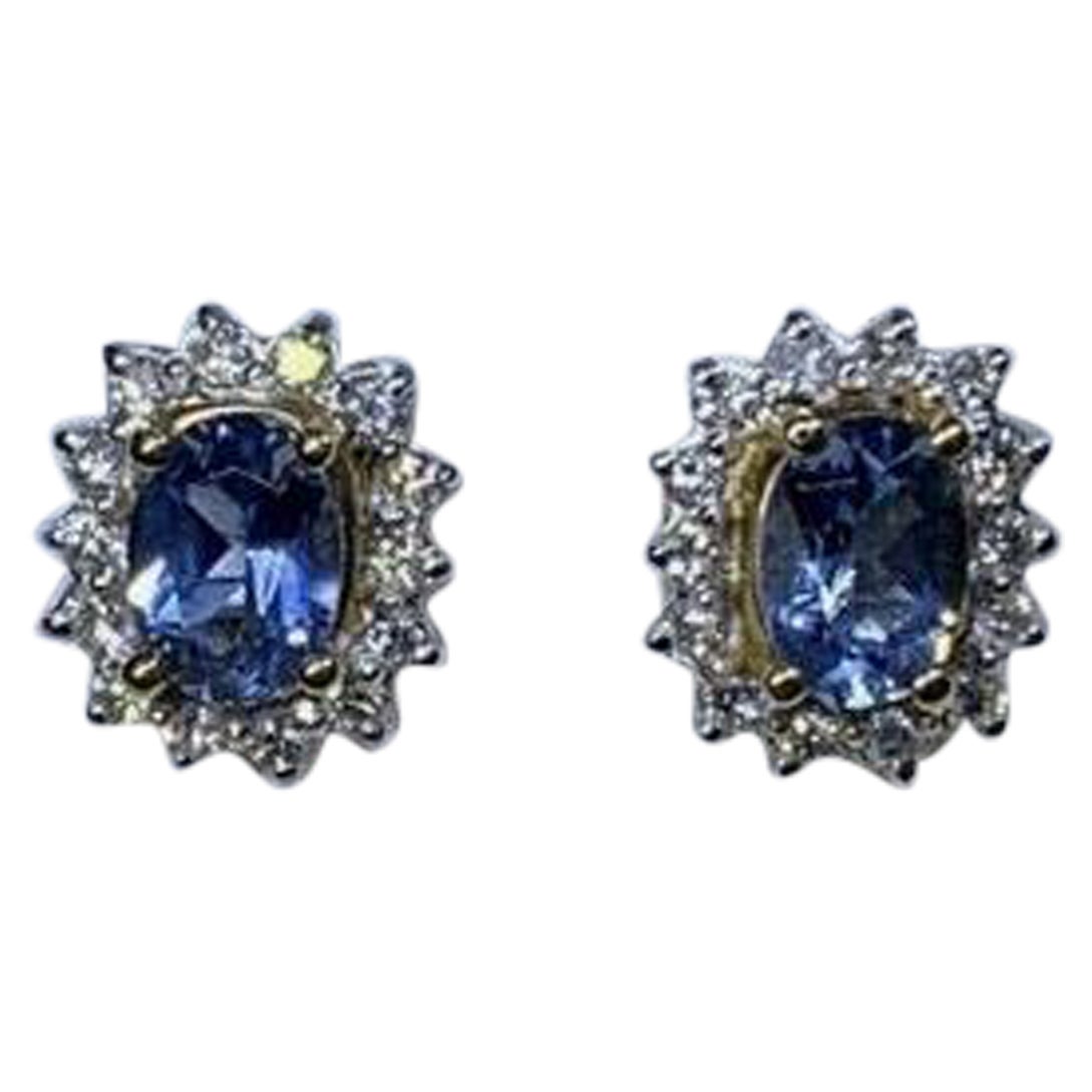 Pendientes solitarios gruesos de aguamarina y diamantes de 2,20 ct Oro amarillo de 18 ct en venta