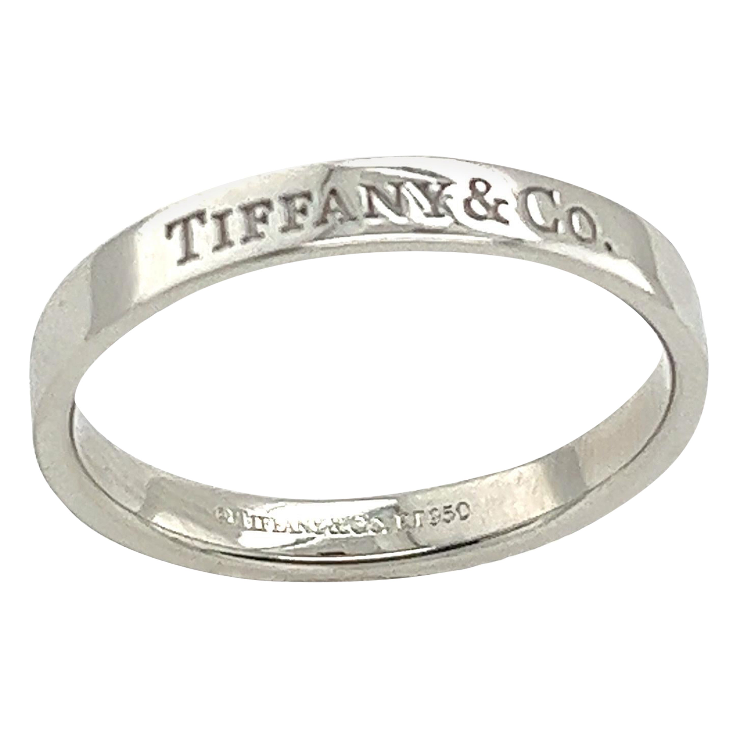 Tiffany & Co. Platinum Flat Band with "Tiffany & Co. " engraved  For Sale