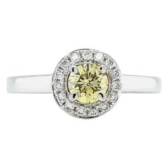 0.46ct Fancy yellow diamond IGI solitaire engagement ring 18ct white gold