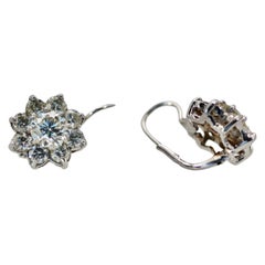 Vintage Diamond Flower Earrings 14K
