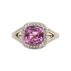 3.18 ct Natural Pink Sapphire & Diamond Ring