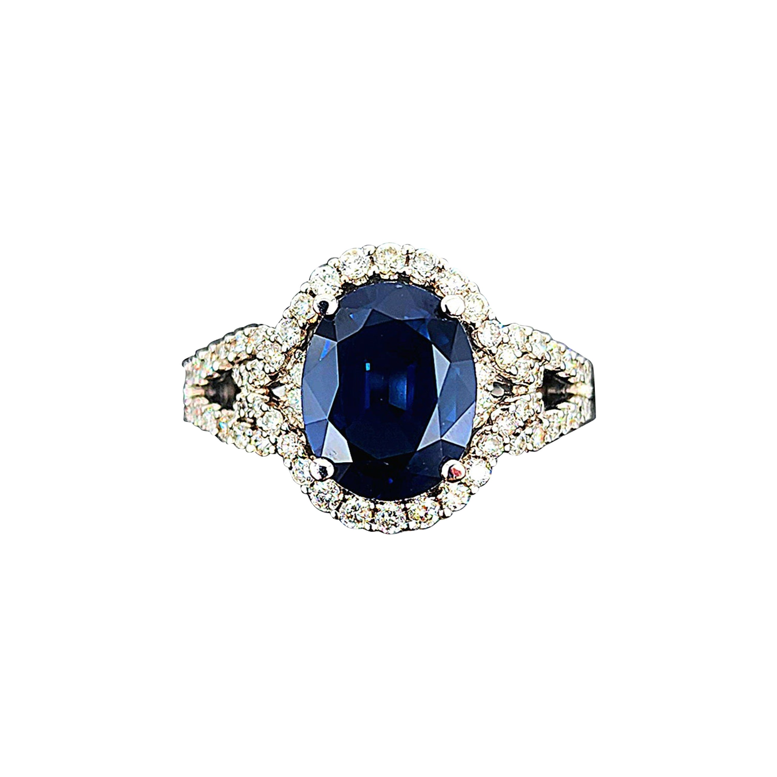 3.64 ct Natural Sapphire & Diamond Ring For Sale