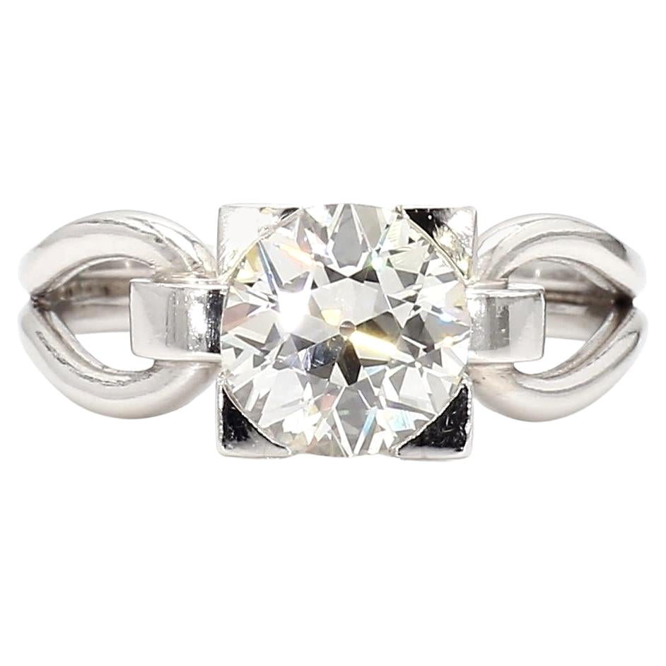 2.22 Carat Old Cut Solitaire Diamond 18K Gold Ring For Sale