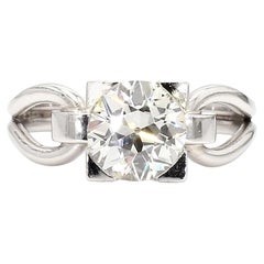 2.22 Carat Old Cut Solitaire Diamond 18K Gold Ring